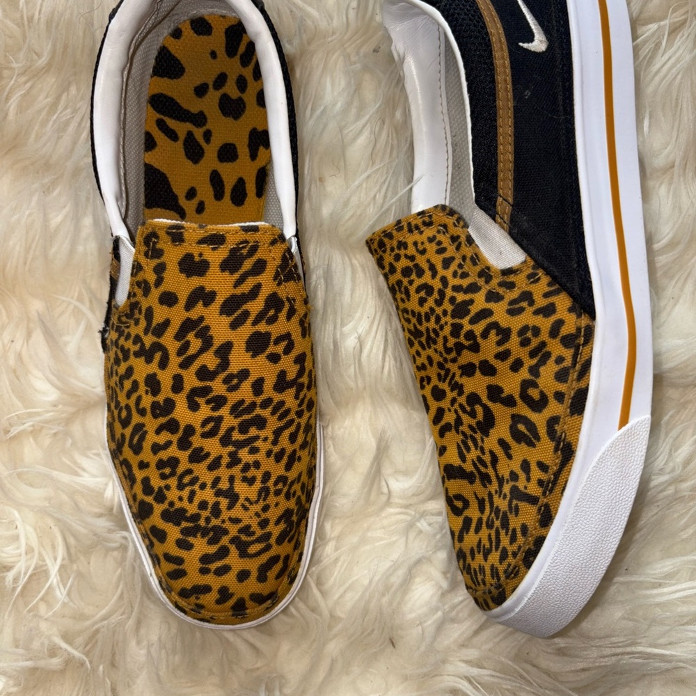 Nike Leopard Print Slip-On Sneakers - Black & Mustard